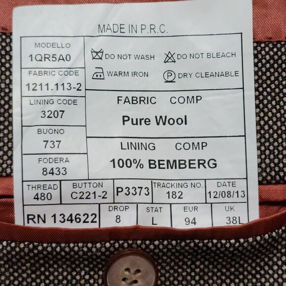 Suitsupply Mens Pure Wool Blazer Jacket Size 38L Brown Beige Angelico Italy - Picture 6 of 6